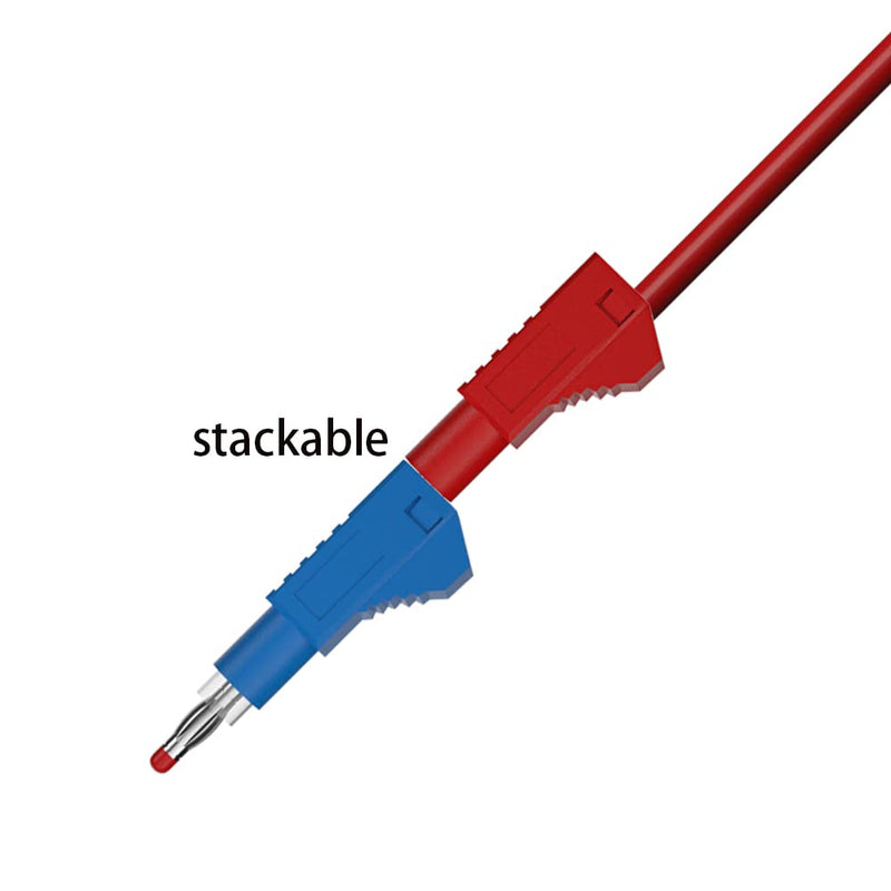 [Australia - AusPower] - 5pcs 4mm Retractable Banana Plug Stackable Test Leads Cable 100cm/3.3ft, Safety Test Line for Multi-Meter Jumper Wire J.70022 B 