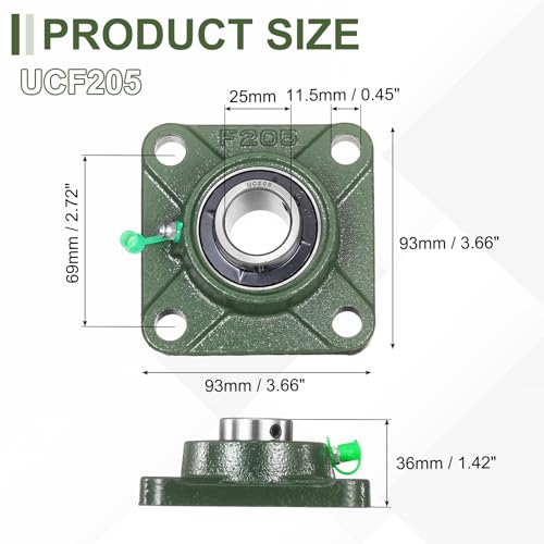 sourcing map UCF205 Pillow Block Bearings,25mm Bore Self Alignment UCF205 (25mm)