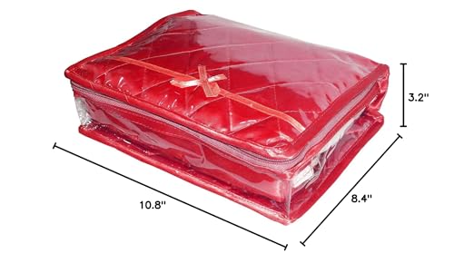 atorakushon Jewelry Travel Organizer Case Transparent Storage Zipper Locker Box Pouch for Necklaces Earrings Rings Bracelets Maroon