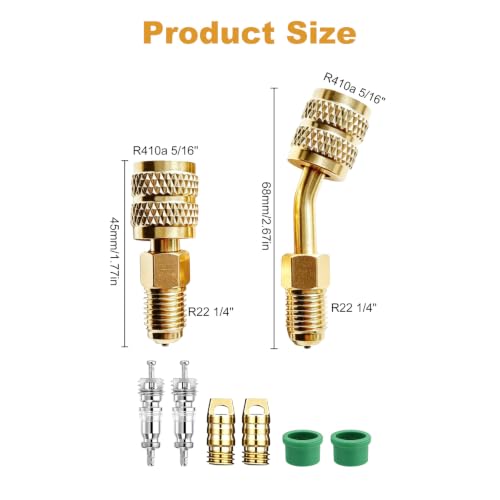 R32 Refrigerant Adapter, 1/4 Inch Female to 1/4 Inch Male | Pack of 8 R32 refrigerant adapters, 1/4 inch female to 1/4 inch male, compatible with R-32 tanks and split systems