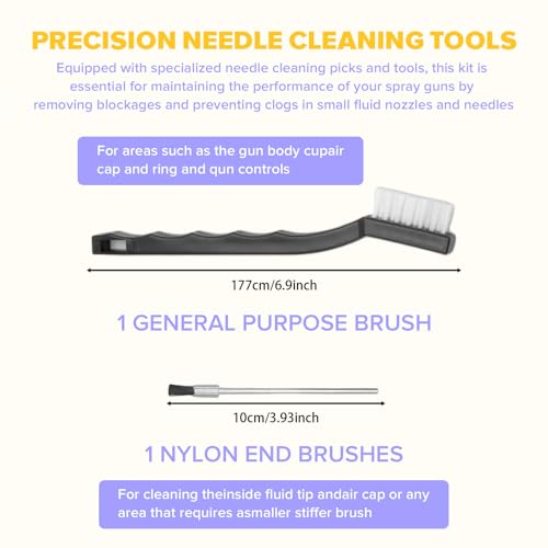 Sprayer Cleaning Kit 17 Pcs Multi-Purpose Paint- Brush Cleaner Tool with Nylon Tube Brushes and Needles