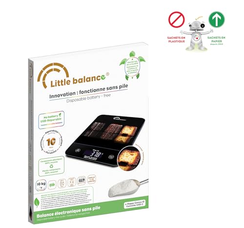 LITTLE BALANCE 8845 Happy Genius 10 Cannelés Kitchen Scales without Battery Rechargeable USB-C Repairable 10 kg Ribbed