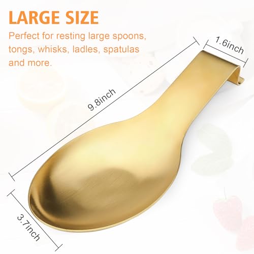 VanlonPro Stainless Steel Spoon Rest, Spatula Ladle Holder, Stainless Steel Utensil Spoon Rest Holder, Brushed Finish, Dishwasher Safe 9.8 x 3.7 Inch (Gold + Black, 2PCS) 2.#Gold+Black