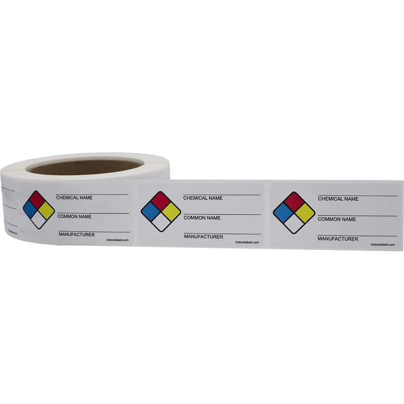 NFPA Generic with Write in Chemical Name, 1.5 x 3 Inch Rectangles, 500 Total Labels per Roll