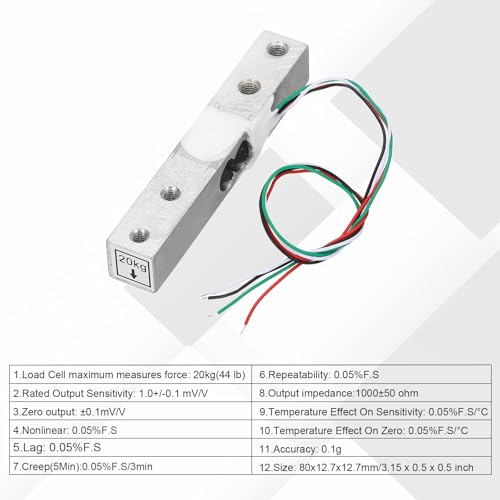 QUARKZMAN Set of 3 Digital Load Cells 20 kg + HX711 Module Weighing Sensor 24 Bit Precision A/D Dual Channel 16 x 24 mm for DIY Portable Electronic Kitchen Scales Kit | Precision, A/D Dual-Channel, 16x24mm, For DIY Portable Electronic Kitchen Scales Kit