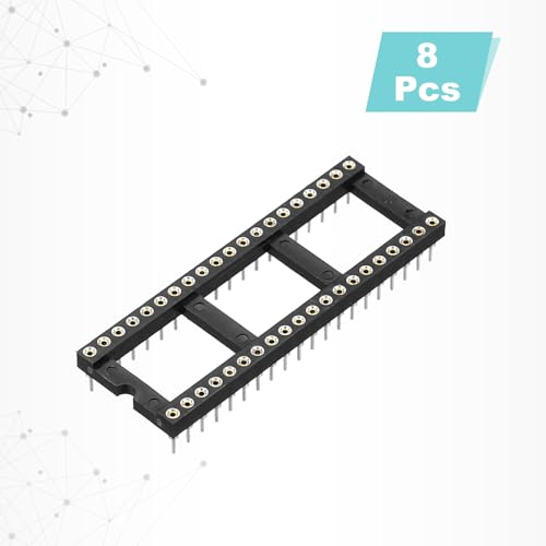 QUARKZMAN Pack of 8 DIP IC Sockets, 40-Pin Dip IC Sockets, 2.54 mm Pitch Socket Adapter, Solder Connector for Breadboard Project, PCB Board Design, Black 40 pin