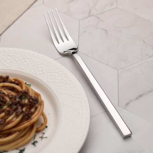 Alata Cube 8-Piece 8.1 Inches Forged Stainless Steel Dinner Forks, Mirror Finish, Dishwasher Safe