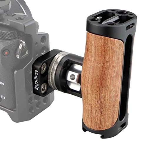 Wooden Rosette Side Handle with Rosette Extension Mount for Camera Cage
