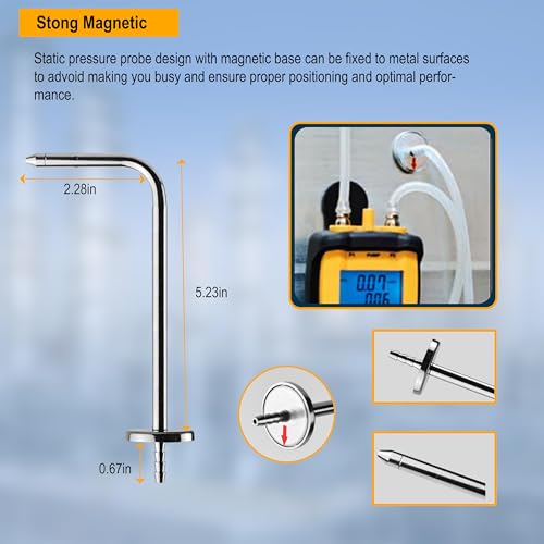 ZIBOO ASP2 soft tube static pressure probes with dual-port manometer compatibility and 1-meter HVAC tubes