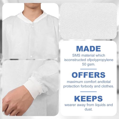 1 x disposable protective gown, polypropylene, disposable gown, with contact closure, breathable, disposable protective gown, white