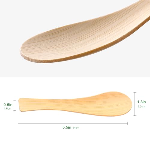 Bamboo Spoons -200 Count Disposable Spoons 5.51" Heavy Duty, Heat Resistant, Compostable Spoons for Eating 100% Biodegradable Renewable Cutlery Bulk for Parties/Picnics/Big Event/Daily Use/Travel BB-200spoons 5.5inch