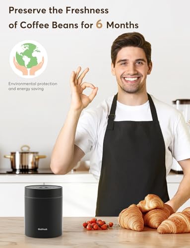 OUTPEAK Neo Latest Kilo Auto Vacuum Coffee Canister, 1.5L Capacity for 17.6oz of Coffee Beans, One-Button Operation, Stainless Steel Coffee Storage Container with Scoop (Barista Champion's Choice) 1.5L-Stainless Steel-Space Grey