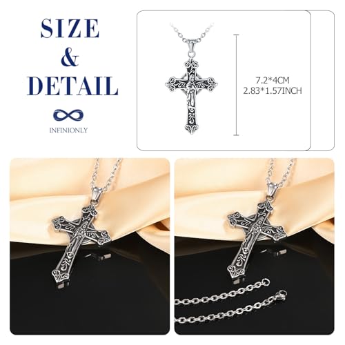Fashion Stainless Steel Men's Women's Cross Necklace Pendant Creative Religious Necklace Virgin Mary Cross Pendant with 55cm Chain