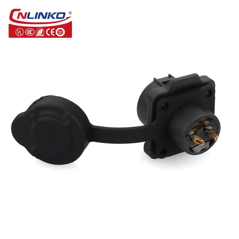[Australia - AusPower] - CNLINKO M12 Waterproof Connector PBT Plastic DC 12V Cable Panel Mount for AV System (2 Pin) 2pin 