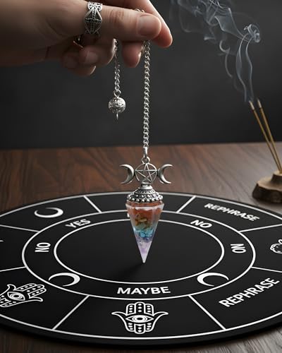 RENEMEGO Rainbow Stone Pendulum Crystal - Witchcraft Supplies, Pendulos De Energia, Wiccan Supplies and Tools, Healing Crystal Pendulum for Chakra Meditation Divination Reiki Energy Balancing Gift