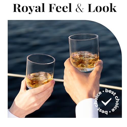 Vivocci Unbreakable Tritan Plastic 12.5 oz Whiskey & Double Old Fashioned Bar Glasses - Thumb Indent Heavy Base - Ideal for Bourbon & Scotch - Upscale Men's Gift - Dishwasher Safe Barware - Set of 6 12.5 oz, Set of 6
