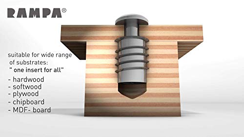 Generic RAMPA threaded steel insert with hex drive, 5/16-18 internal thread, 14mm diameter, 18mm length, 50 pieces