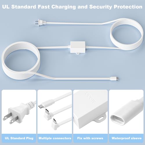 20Ft/6m Outdoor Power Adapter Compatible with Wyze Cam V4/V3,Duo Cam Pan,Wyze Pan V4/V3/V2/OG,Long Flat Charging Extension Cable Replace for Plug,IP67 Waterproof Power Cable-2Pack 2 Pack