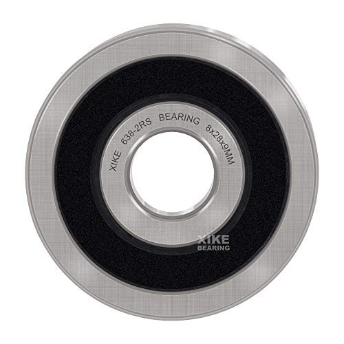 XIKE 10 pcs 638-2RS Ball Bearings 8x28x9mm, Chrome Steel & Double Rubber Seals, Deep Groove Bearing for Small Motors Pumps 638-2RS | 8 x 28 x 9 mm
