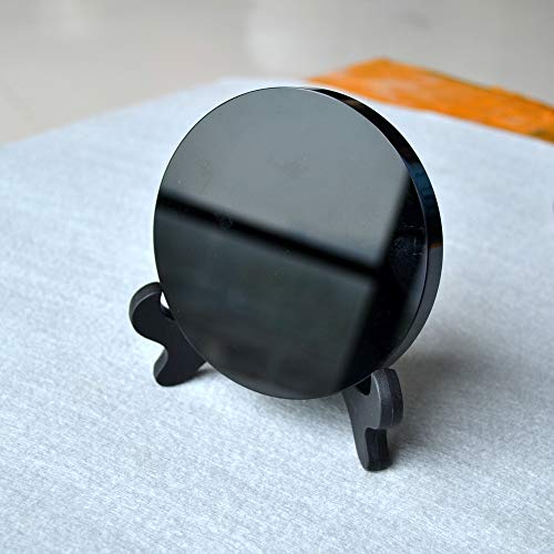 Black Obsidian Scrying Mirror Polished Diameter 4 inch / 100mm 4"L x 4"W