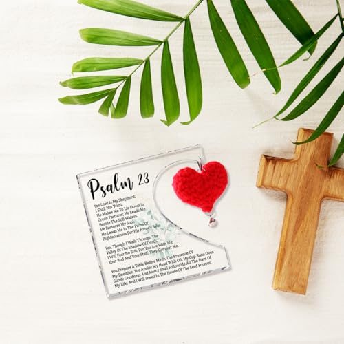 Psalm 23 Acrylic Plaque, The Lord Is My Shepherd Bible Verse Desk Decor, Christian Gifts for Women