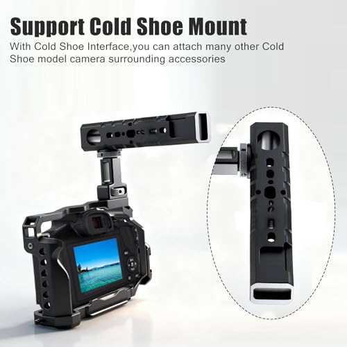 R50 R100 Camera Cage with Cable Clips,R50/R100 Cage with HDMI/Type-C/SDI/USB Cable Clamp for EOS R100/R50,Compatible with ARRI Interface