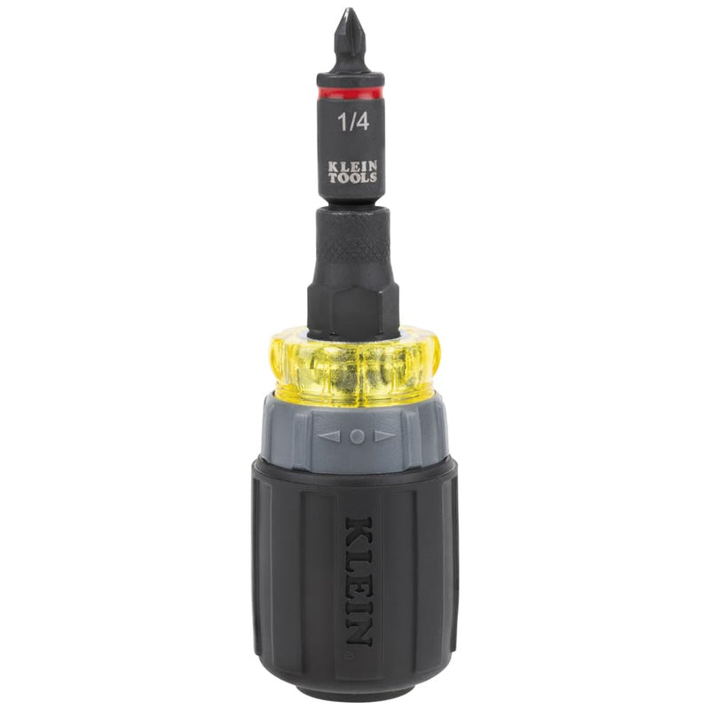 [Australia - AusPower] - Klein Tools 32561HDRT KNECT 7-in-1 Ratcheting Screwdriver, Impact Rated, Stubby with Phillips, Slotted Bits, 3 Nut Drivers, Adapter, 7-Piece 