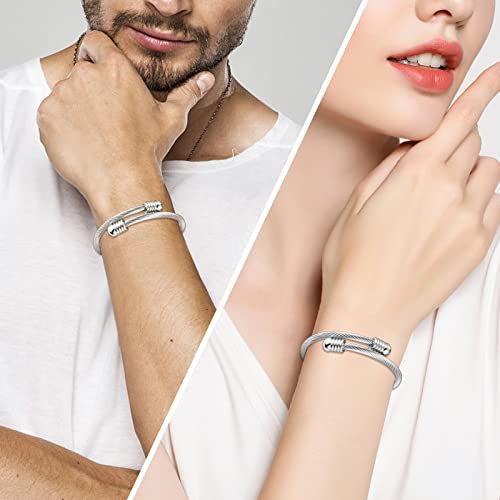 Abooxiu Stainless Steel Ash Bracelet for Men & Women - Memorial Ashes Holder, Filling at Both Ends Silver