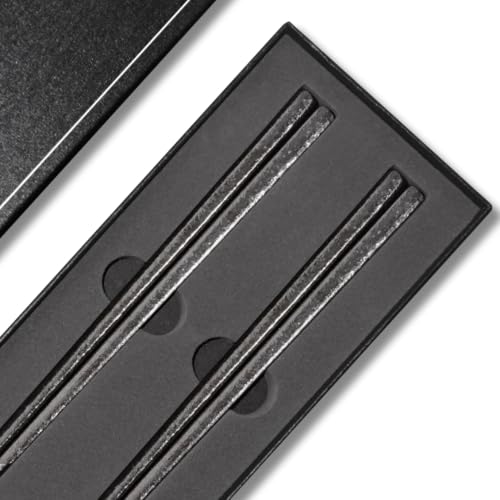 Titanium Chopsticks 2 Pairs 99.8% Pure Titanium Reusable – Lightweight Non-Toxic Utensils with Gift Box & Travel Pouch for Home, Camping, Hiking, Office Lunch (Solid Black) Solid Black