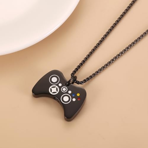 Video Game Controller Cremation Jewelry For Ashes Stainless Steel Urn Necklace Keepsake For Men Boys Silver Gold Black Color Memorial Pendant