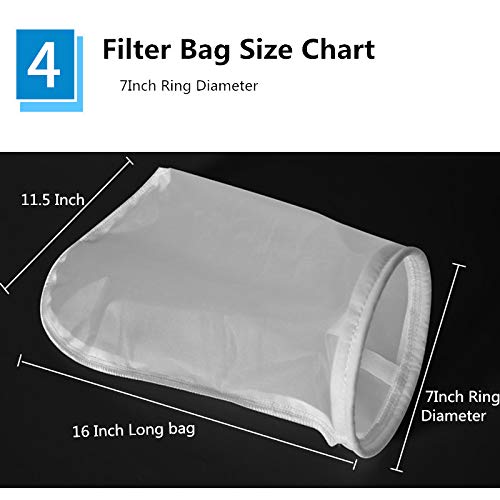 [Australia - AusPower] - Nylon Mesh Filter Socks Bag 7 Inch Ring 75 Micron by 16 Inch Long NMO Filter Bags -1Pack (75 Micron 7" x 16") 75 Micron 7" x 16" 