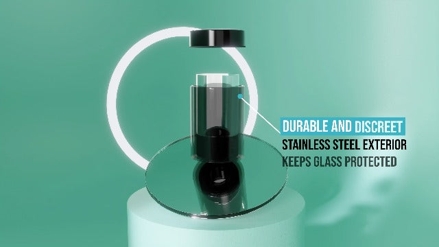 Nugbuddy Airtight Storage Container - Vacuum Sealed Insulated w Nested Glass Jar - UV Protection, Temperature Controlled Stainless - Stays Fresh - Whiteboard Finish w Marker Included - 300 ml (3/4 Oz) Mint