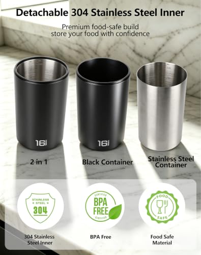 Black electric auto vacuum coffee canister by ROTTOGOON, 1.3L/16oz, designed for storing coffee beans with airtight seal.