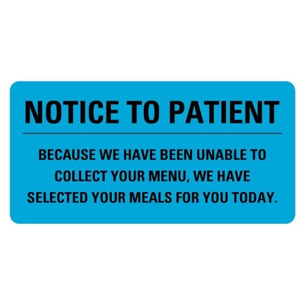 Notice to Patient Food Menu Labels
