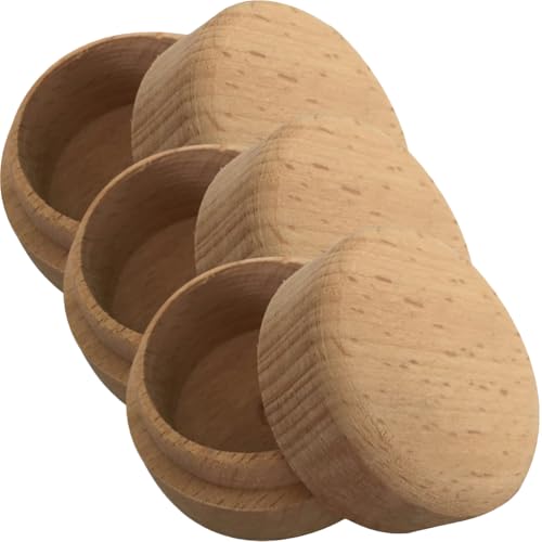 ARTIBETTER Small Boxes 3pcs Round Wooden Ring Boxes with Lid Small Earring Display Box Wooden Keepsake Box for Jewelry Earrings Necklace Proposal Engagement Birthday Wedding Ring Box (Pack of 2) 5.5X5.5X4.3cm (Pack of 2)