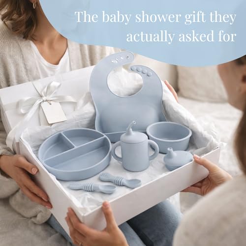 Little Loon Baby Led Weaning Silicone Feeding Set - Bib, Plate & Cup - Lake