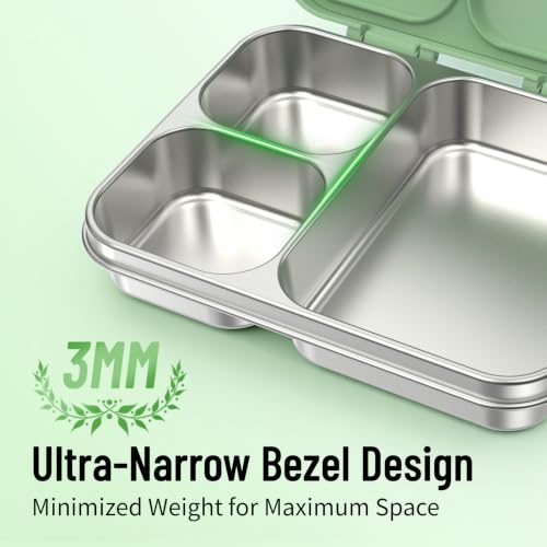 LOHASOK Stainless Steel Lunch Box, 34oz/1000ml, Green