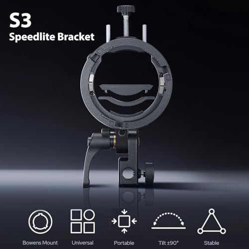 Godox S3 Speedlite Bracket, S-Type Bowens Mount Flash Holder, Compact and Lightweight Compatible with Godox V1, V860III, AD200Pro, AD300Pro, AD400Pro, TT350 for Photography and Video Lighting