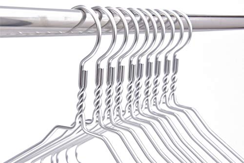 Quality Hangers Silver Aluminum Metal Coat Hangers Heavy Duty Suit Hangers 10 Pack (Adult Size Coat Hanger) Adult Size Coat Hanger