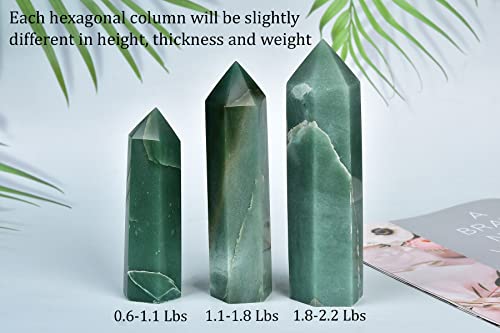 AMOYSTONE Natural Green Aventurine Crystal Tower Hexagonal Wand Stone Decor 0.6-1.1 Lbs