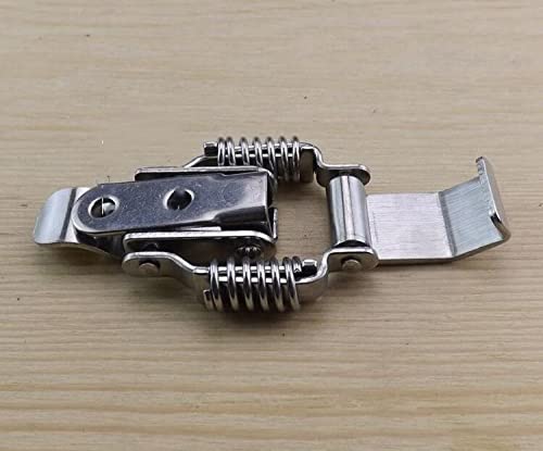 NRC&XRC Stainless Steel Rustic Industrial Double Spring Locking Latch Hasp Chest Toggle Catch Clasp Furniture Hardware Accessories w/Screws (4, M) 4 Medium