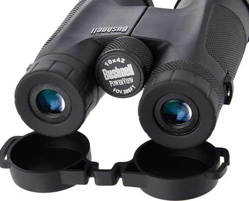 Bushnell PowerView 10x42 Compact Roof Prism Binoculars, Black