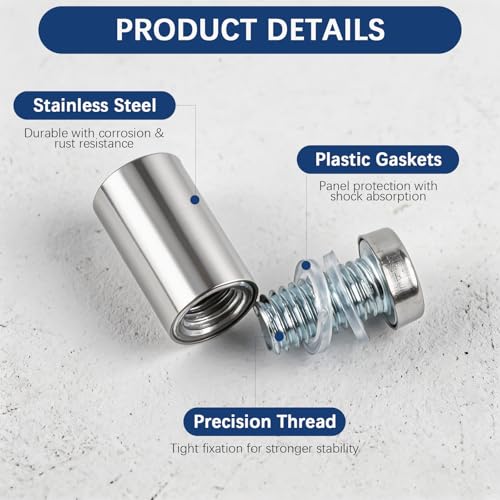 Orepzinc stainless steel sign standoff screws and spacers for glass, acrylic artwork, and wall displays, 1/2 x 1 inch