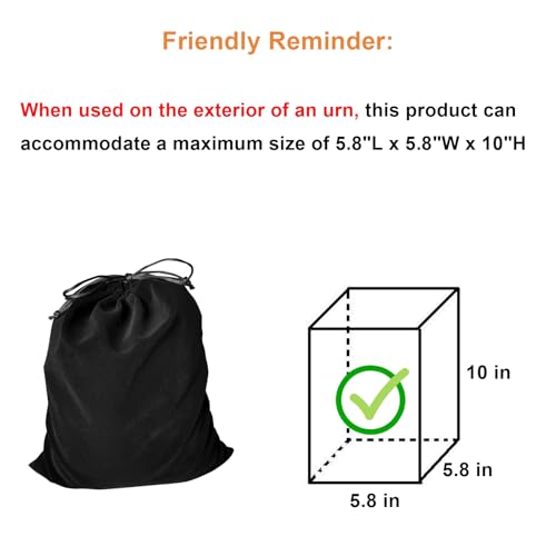 Black Velvet Cremains Urn Bag for Human Ashes - for Use Inside The Urn - Size 12" X 16" (380 Cubic Inches Capacity) - Includes a Resealable PE Material Ashes Storage Bag (Black, X-Large) Black