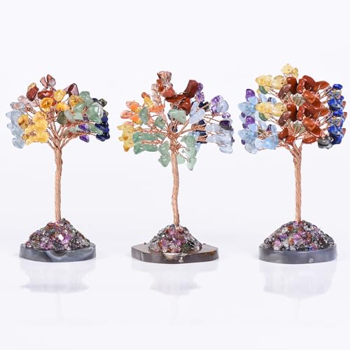 Chakra Crystal Tree for Energy Alignment and Balance, Handmade Gemstone Bonsai Tree with 7 Healing Crystals, Meditation, and Home Decor, for Wellness Enthusiasts and Yoga Practitioner Seven Chakras