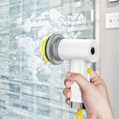 WANGCL Handheld Power Spin Scrubber Cordless Electric Cleaning Brush with 3 Replacement Cleaning Heads Two-speed control for Bathroom, Kitchen Tiles Floors Walls Car