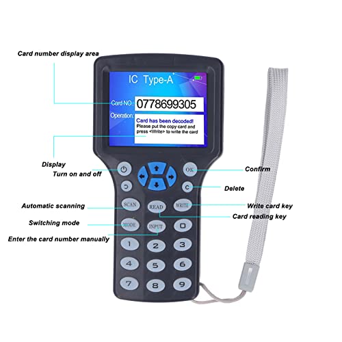 [Australia - AusPower] - NFC Card Reader Duplicator 2.8inch HD Full Color Screen Writer 10 Frequency Key Card with USB Port Supports ISO 14443 A Cards EM Cards AWID Cards 