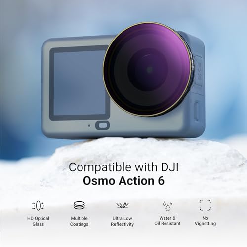NEEWER CPL + ND Filter Set Compatible with DJI Osmo Action 6 Only, 4 Pack ND8/16/32 Adjustable Circular Polarizing Polarizer Snap On Multicoated HD Action Camera Photography Accessories, FL-B1 4 Pack ND/CPL