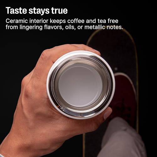 Fellow Carter Slide 16 oz Ceramic Lined Travel Coffee Mug, Hazy Blue 16 Ounces