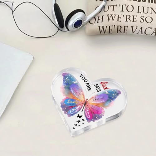 Christian Gifts for Women Birthday Acrylic Plaque Butterfly Inspirational Gifts for Women Friends Mom Sister Coworker Catholic Female Religious Spiritual Gift Home Christian Decor Sign